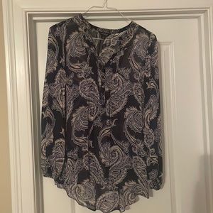 Lucky Brand size S navy/cream sheer tunic, EUC